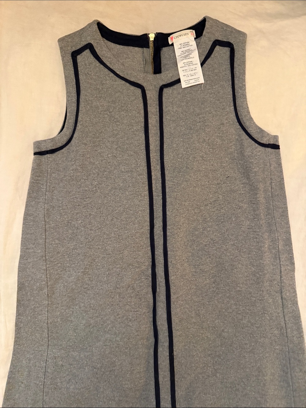 Crewcuts Gray Sleeveless cotton knit Dress with black Trim